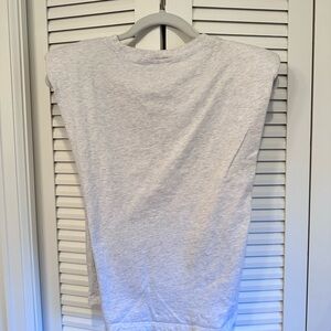 Babaton Light Heather Gray Padded-Shoulder Tank Top